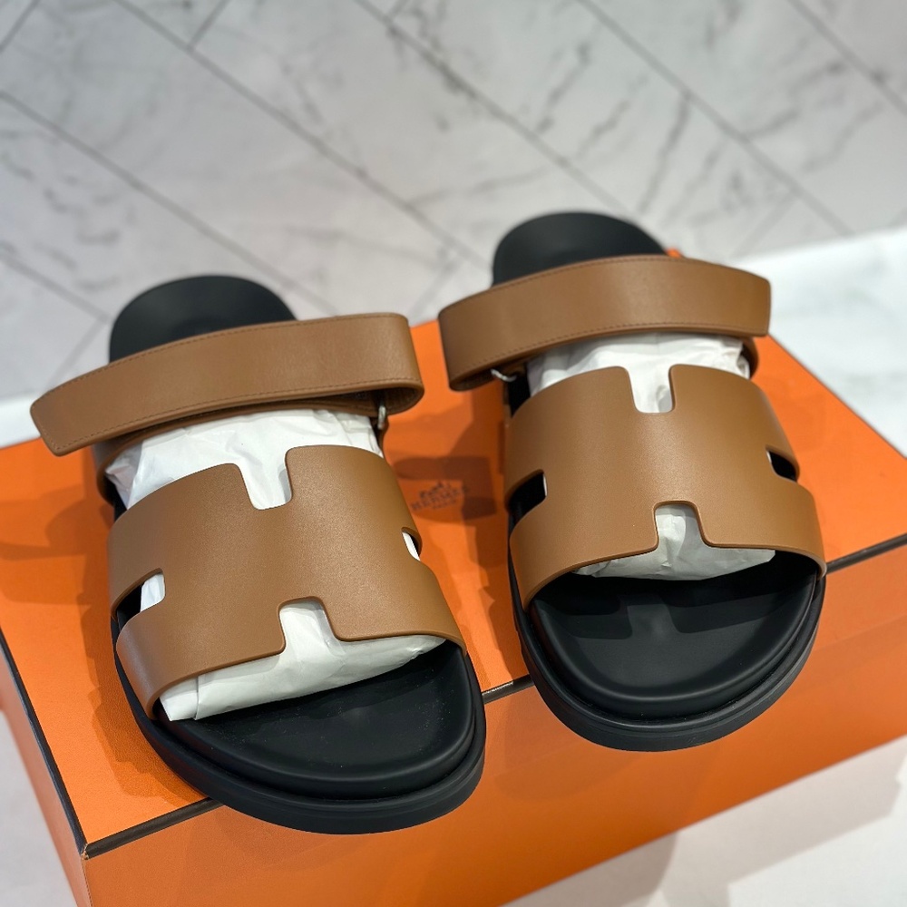 hermes Chypres Sandals Naturel